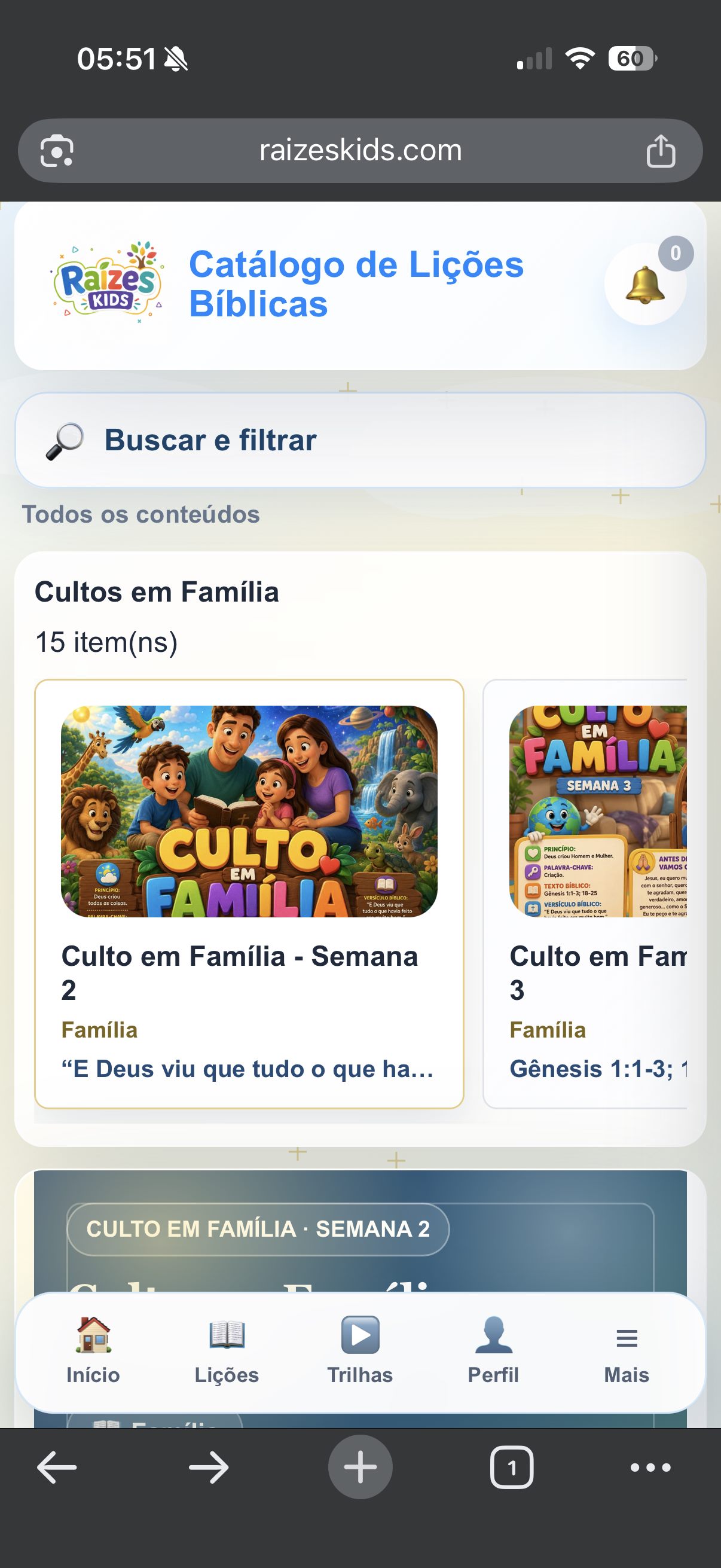 Print mobile do culto em família Raízes Kids